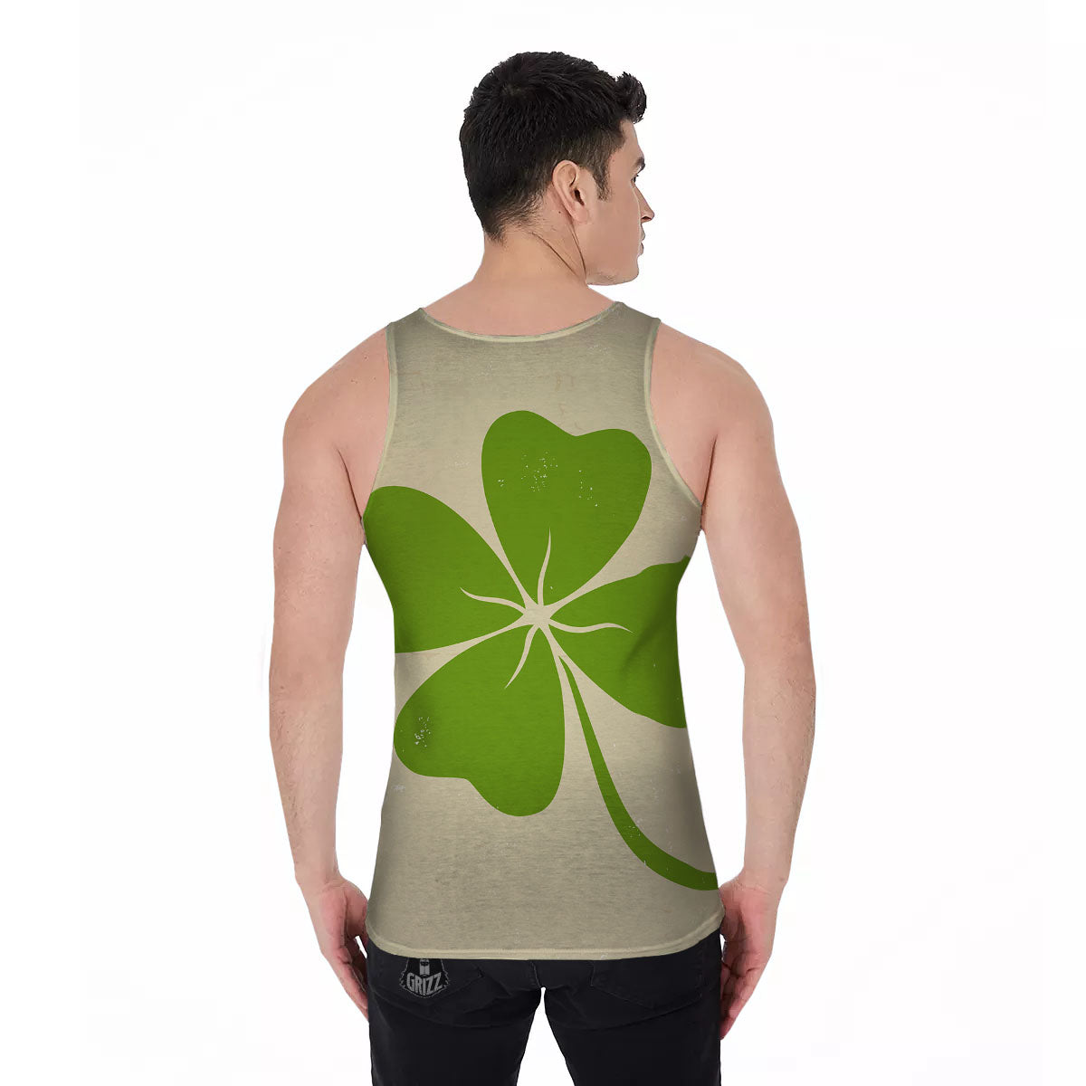 Four Leaf Clovers Irish Print Men's Tank Top-grizzshop