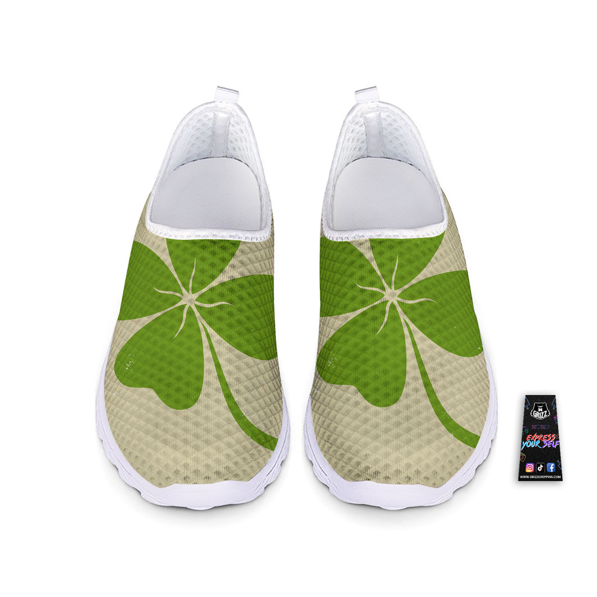 Four Leaf Clovers Irish Print Nurse Shoes-grizzshop