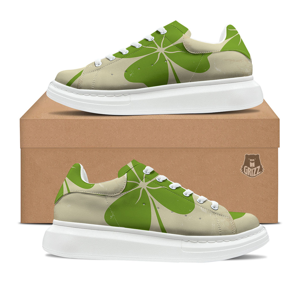 Four Leaf Clovers Irish Print Platform Shoes-grizzshop