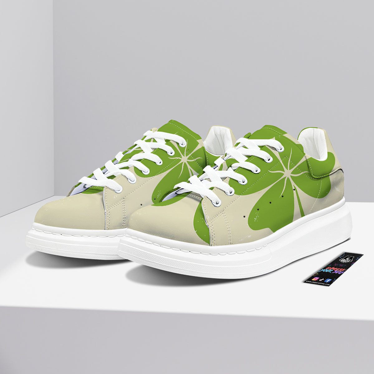Four Leaf Clovers Irish Print Platform Shoes-grizzshop