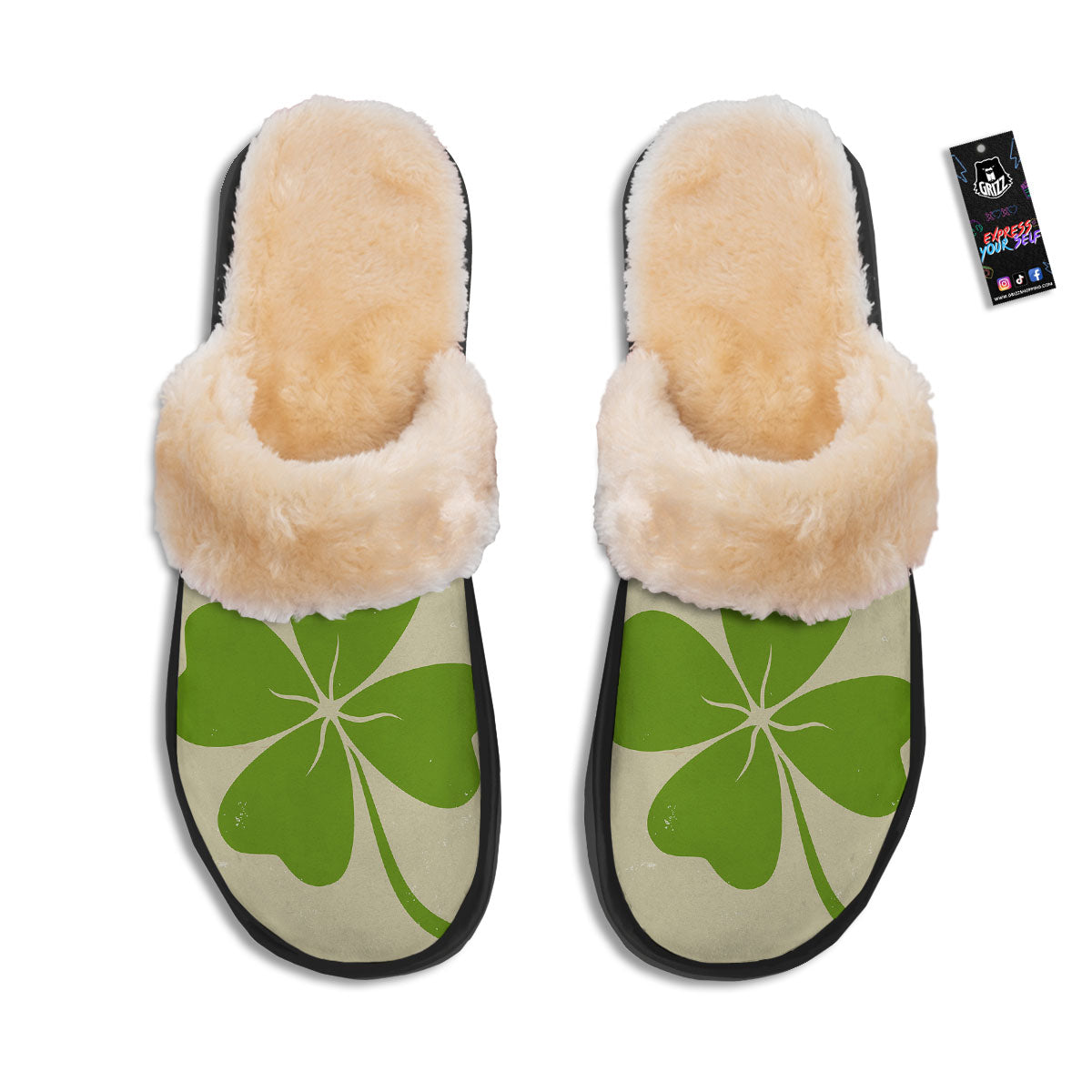 Four Leaf Clovers Irish Print Slippers-grizzshop