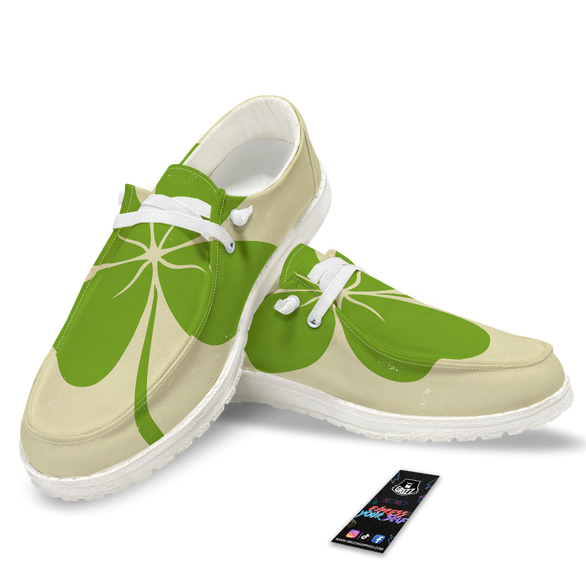 Four Leaf Clovers Irish Print White Loafers-grizzshop