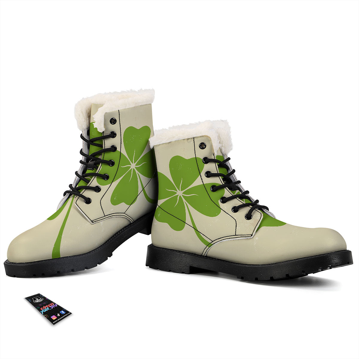 Four Leaf Clovers Irish Print Winter Boots-grizzshop