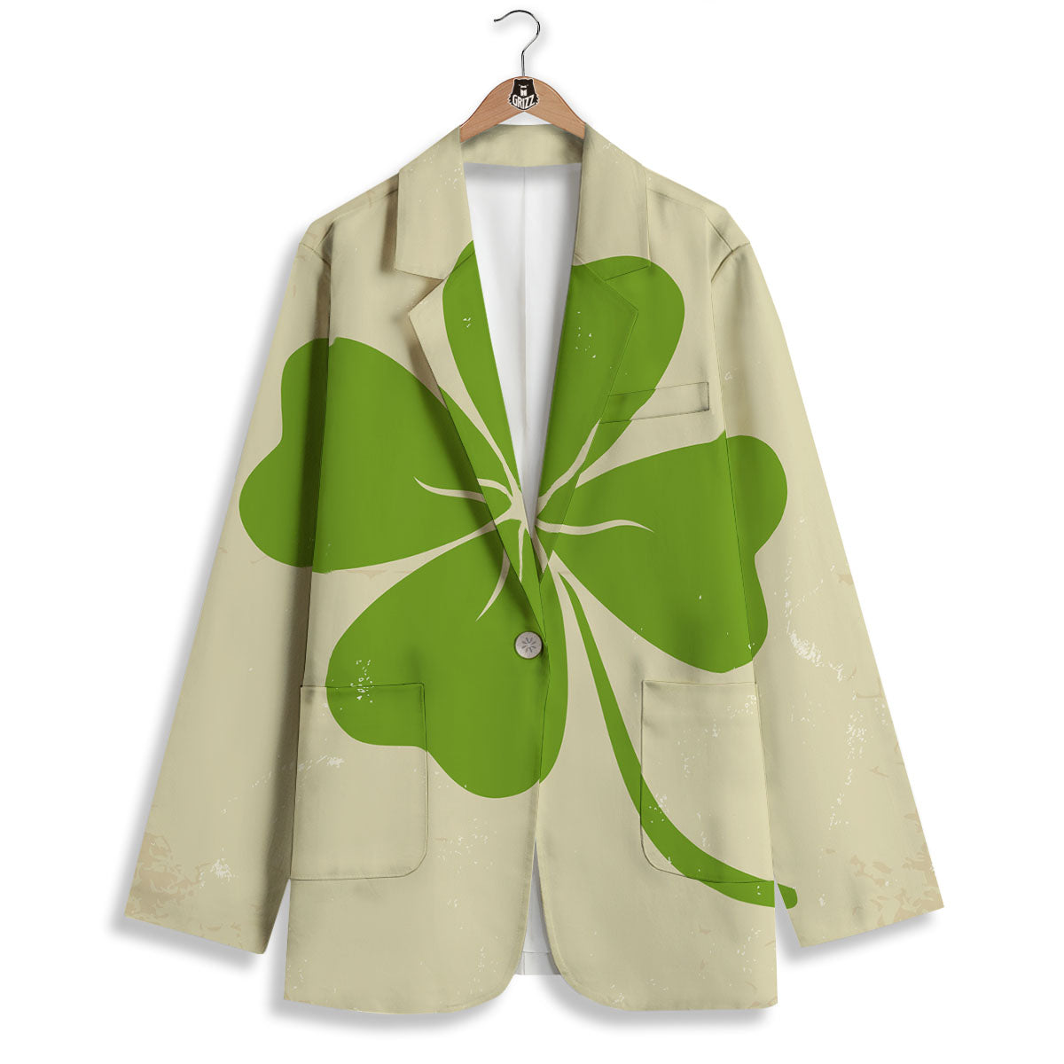 Four Leaf Clovers Irish Print Women's Blazer-grizzshop