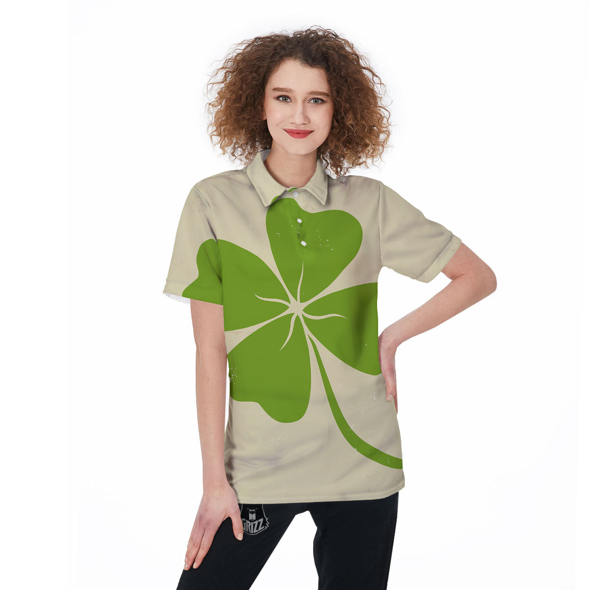 Four Leaf Clovers Irish Print Women's Golf Shirts-grizzshop
