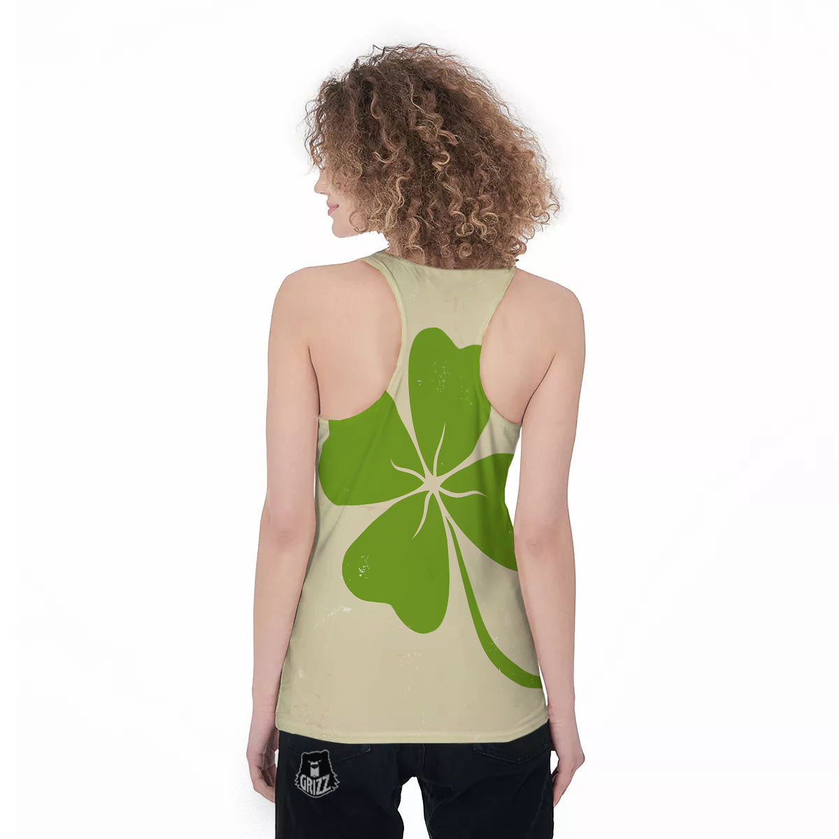 Four Leaf Clovers Irish Print Women's Racerback Tank Top-grizzshop
