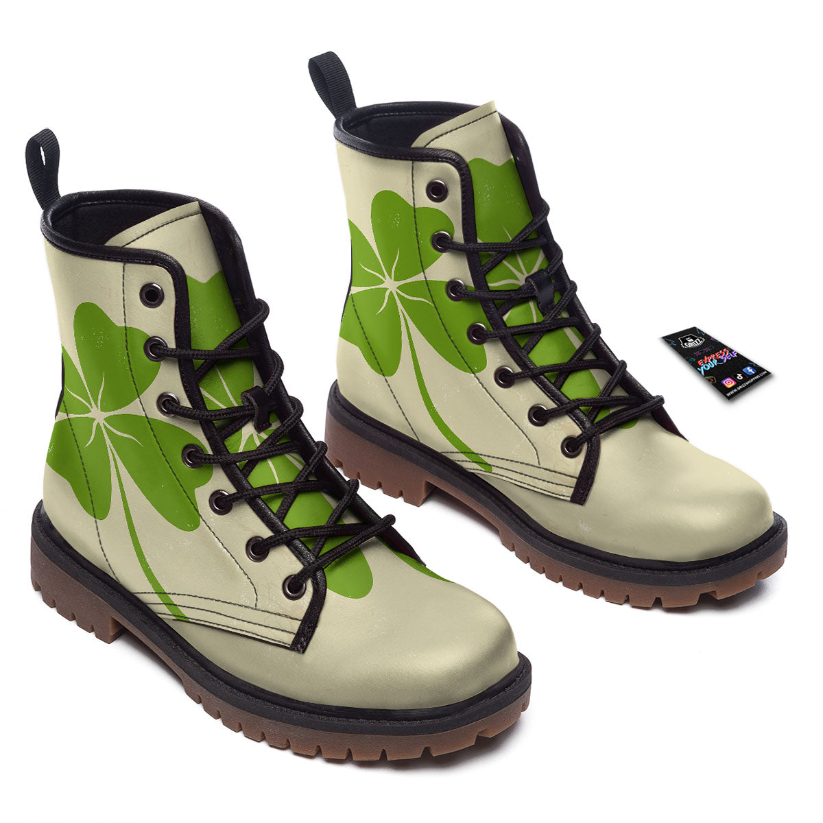 Four Leaf Clovers Irish Print Work Boots-grizzshop