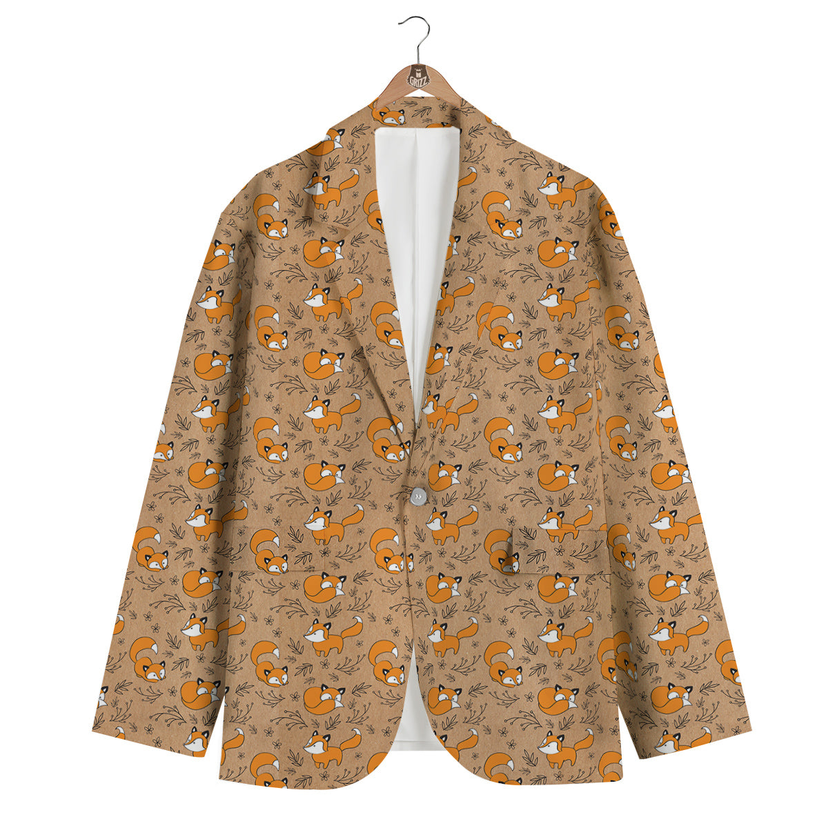 Fox Cartoon Print Pattern Men's Blazer-grizzshop