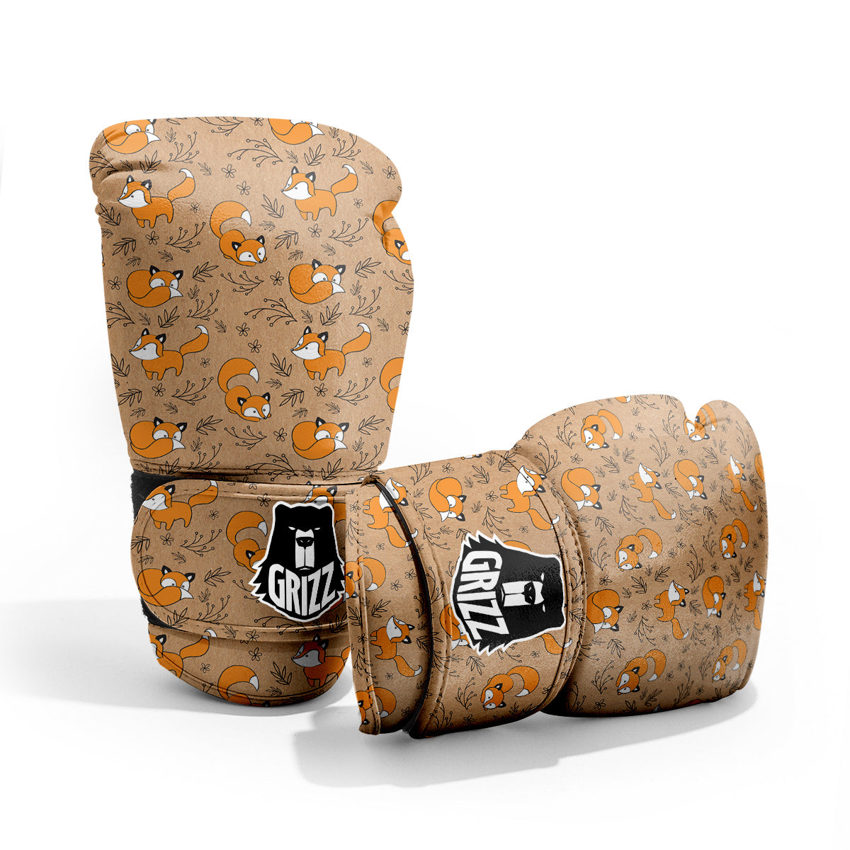 Fox Cartoon Print Pattern Pro Boxing Glove