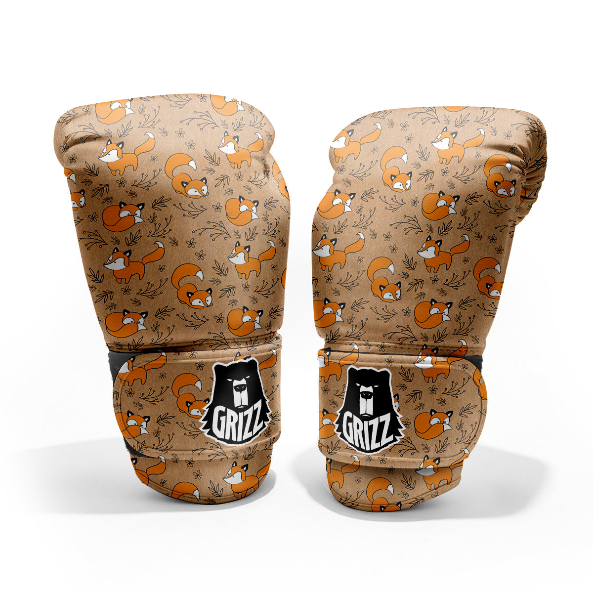 Fox Cartoon Print Pattern Pro Boxing Glove