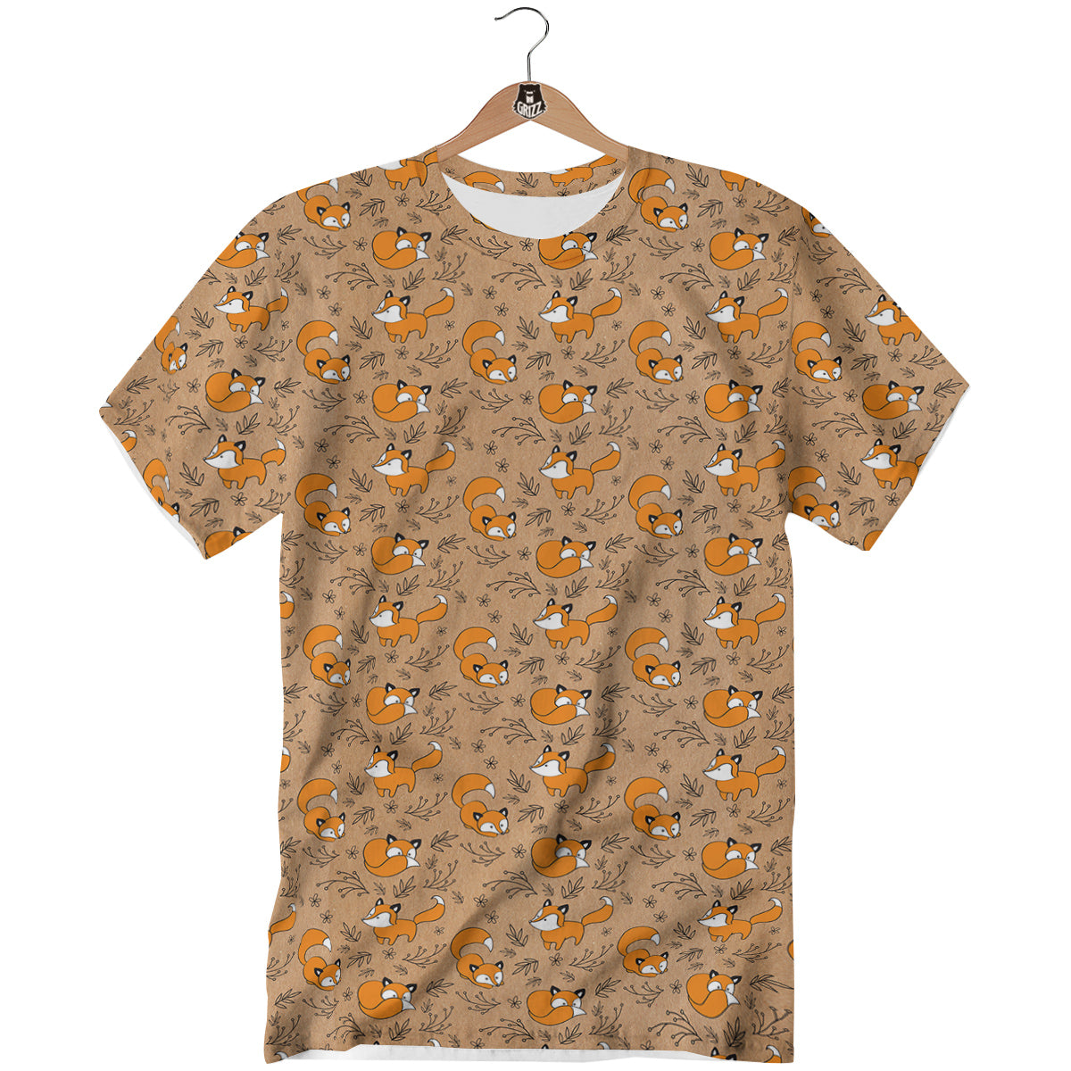 Fox Cartoon Print Pattern T-Shirt-grizzshop