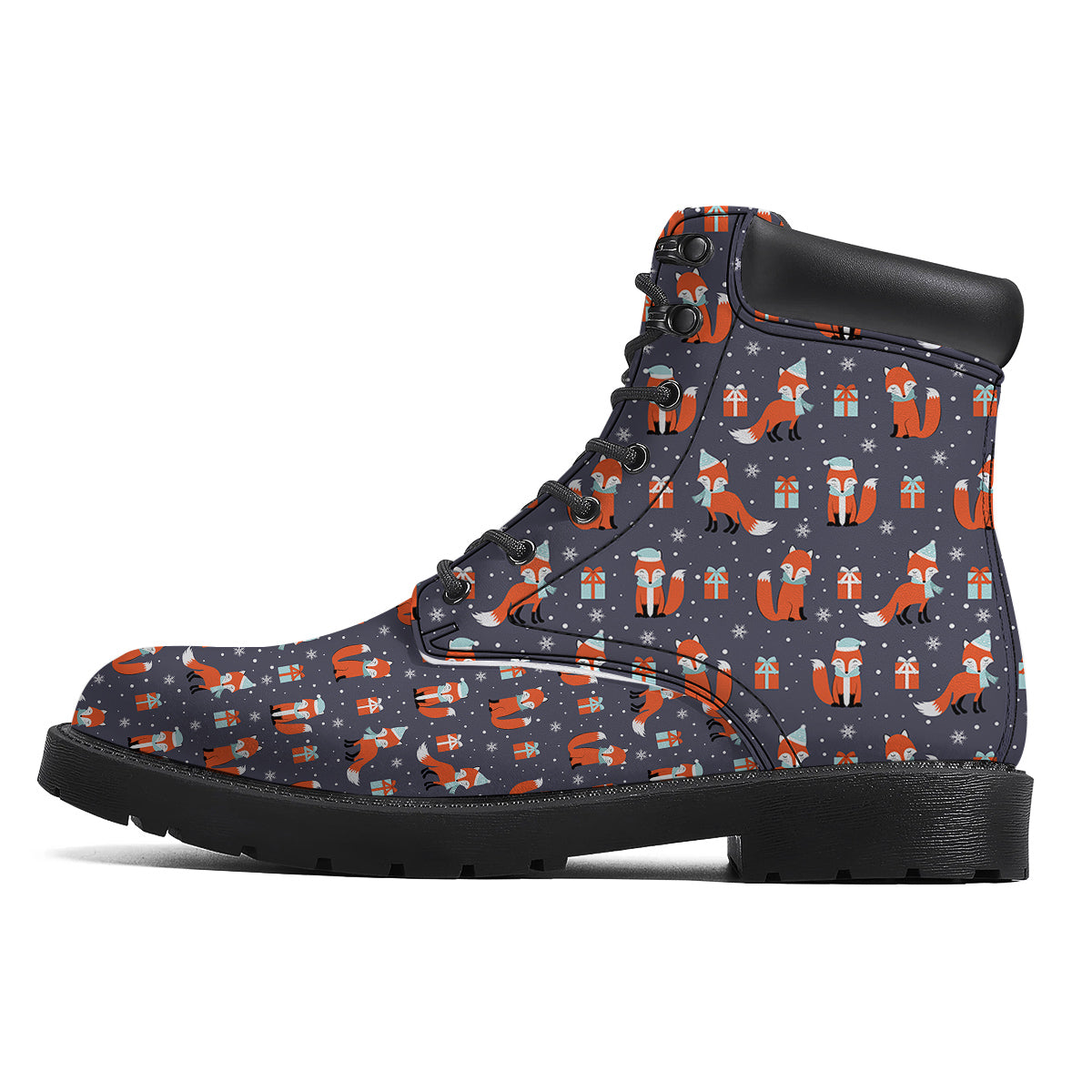 Fox Christmas Print Pattern Boots-grizzshop