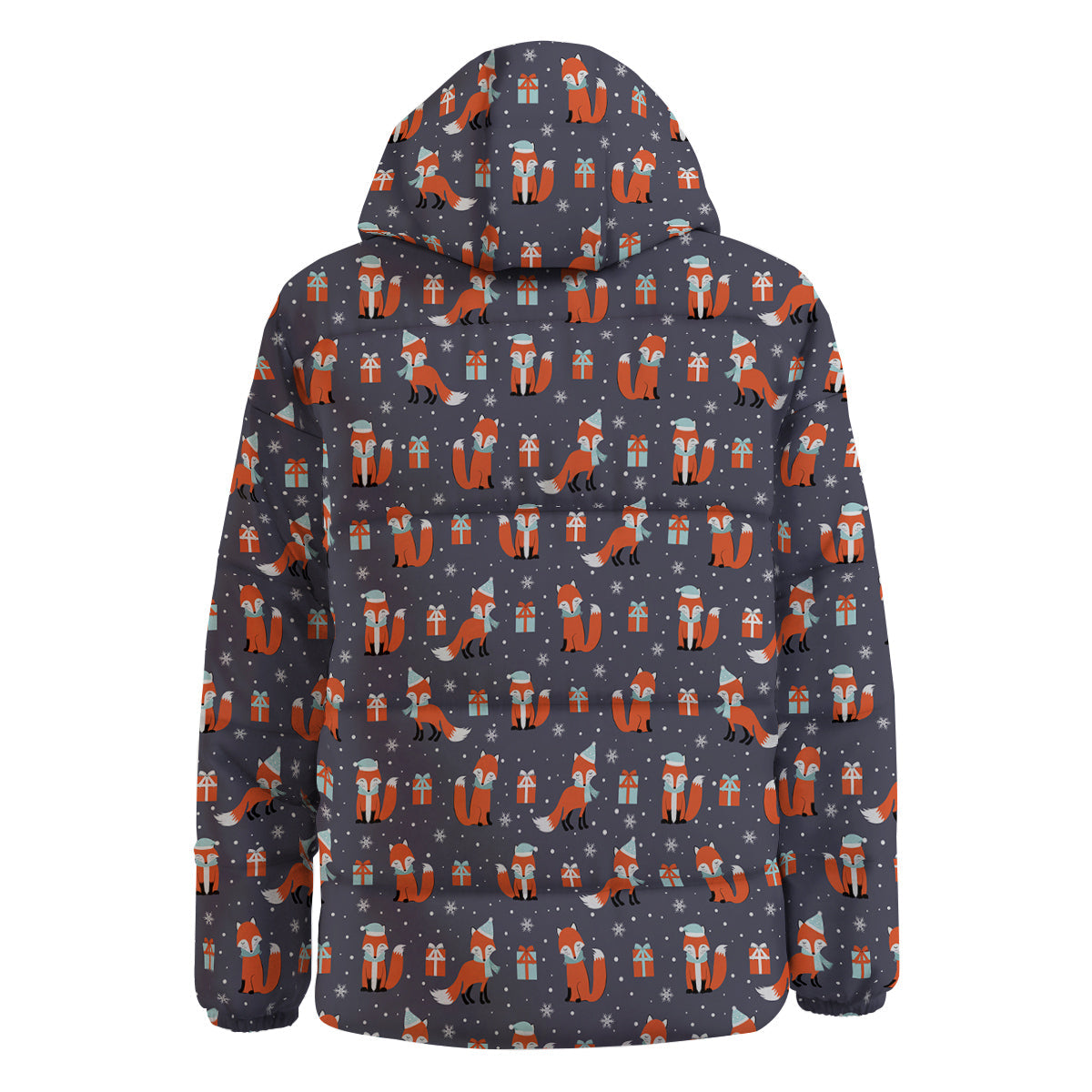 Fox Christmas Print Pattern Down Jacket-grizzshop