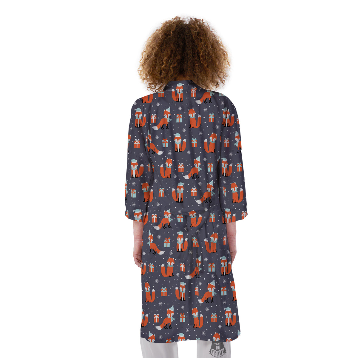 Fox Christmas Print Pattern Kimono-grizzshop