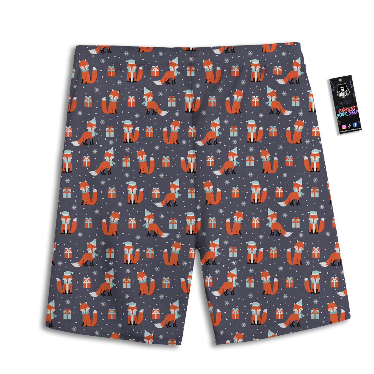 Fox Christmas Print Pattern Men's Athletic Shorts