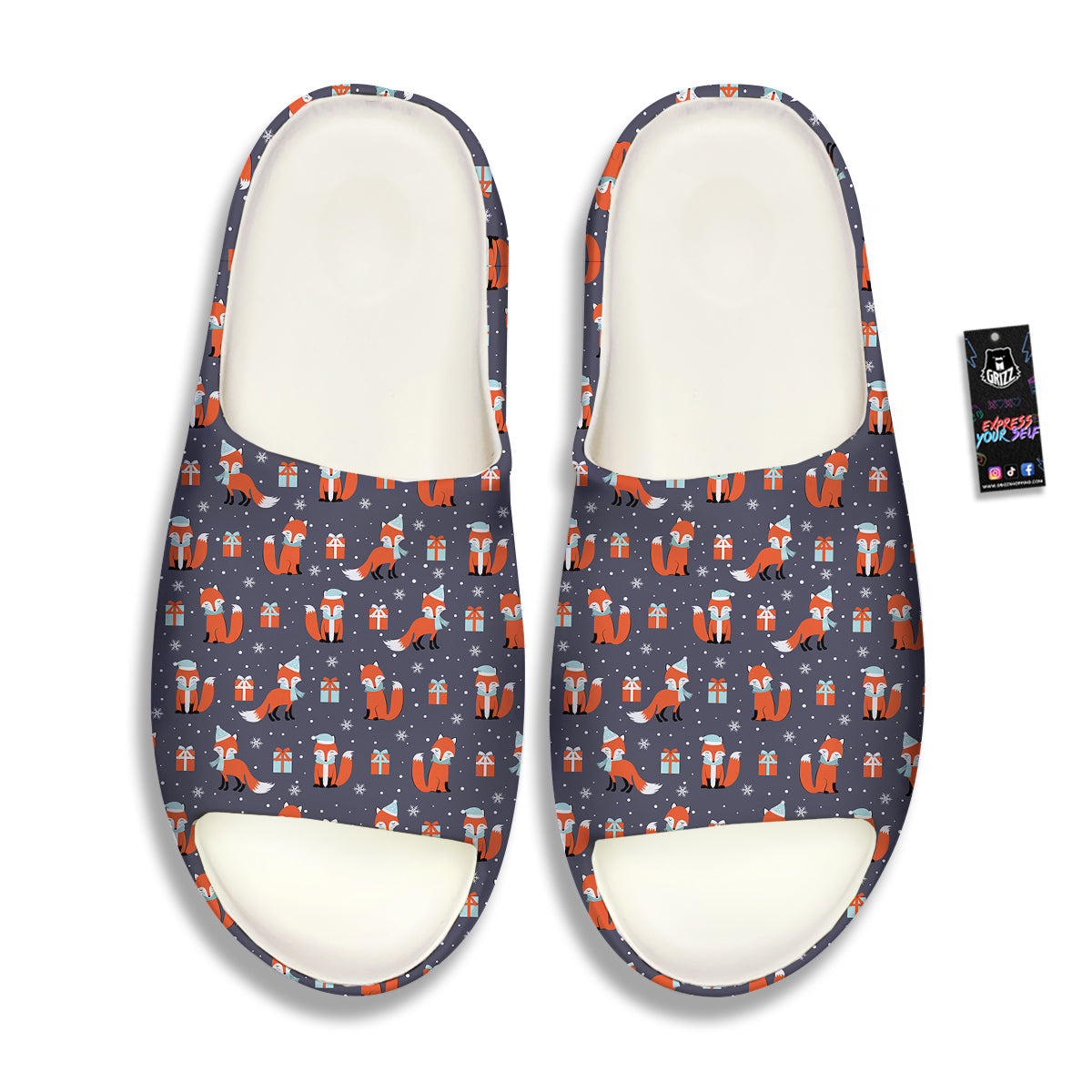 Fox Christmas Print Pattern Sandals-grizzshop