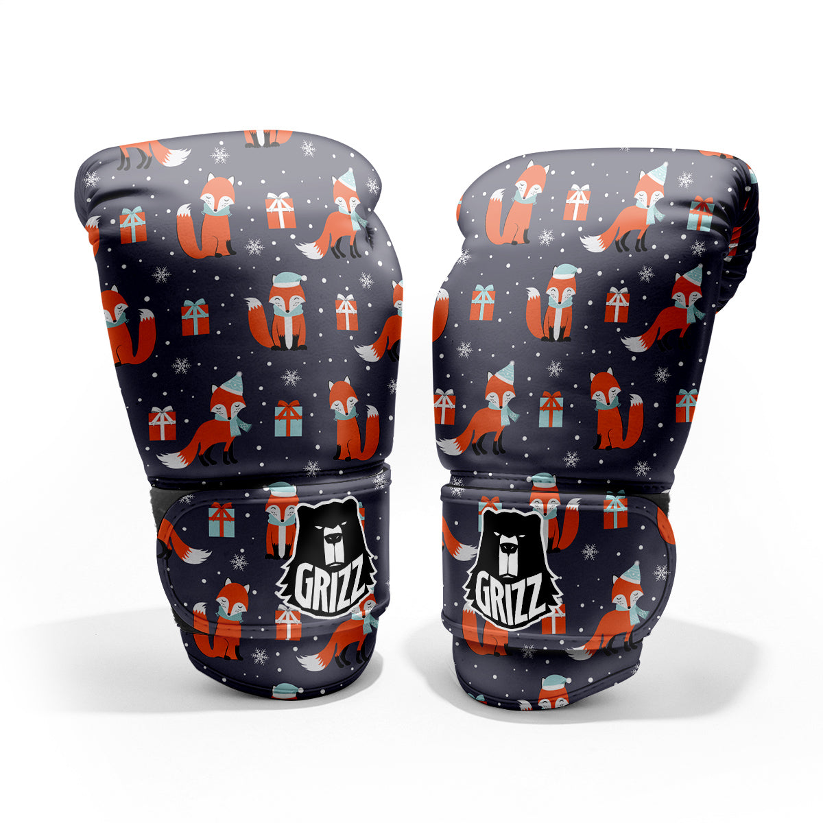 Fox Christmas Print Pattern Pro Boxing Glove