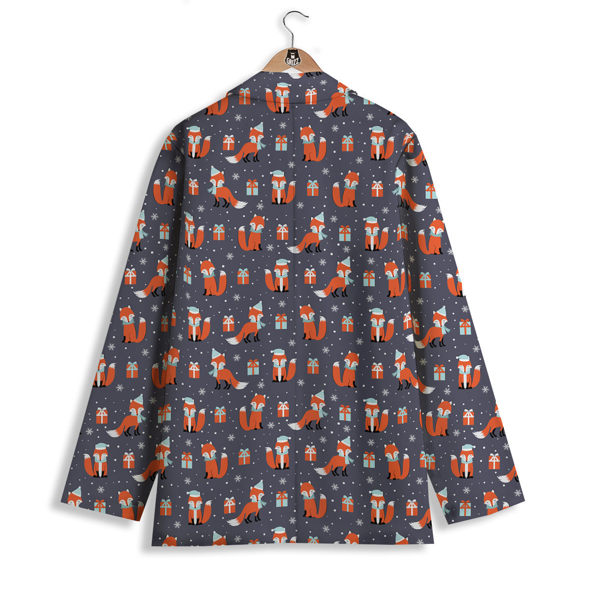 Fox Christmas Print Pattern Women's Blazer-grizzshop
