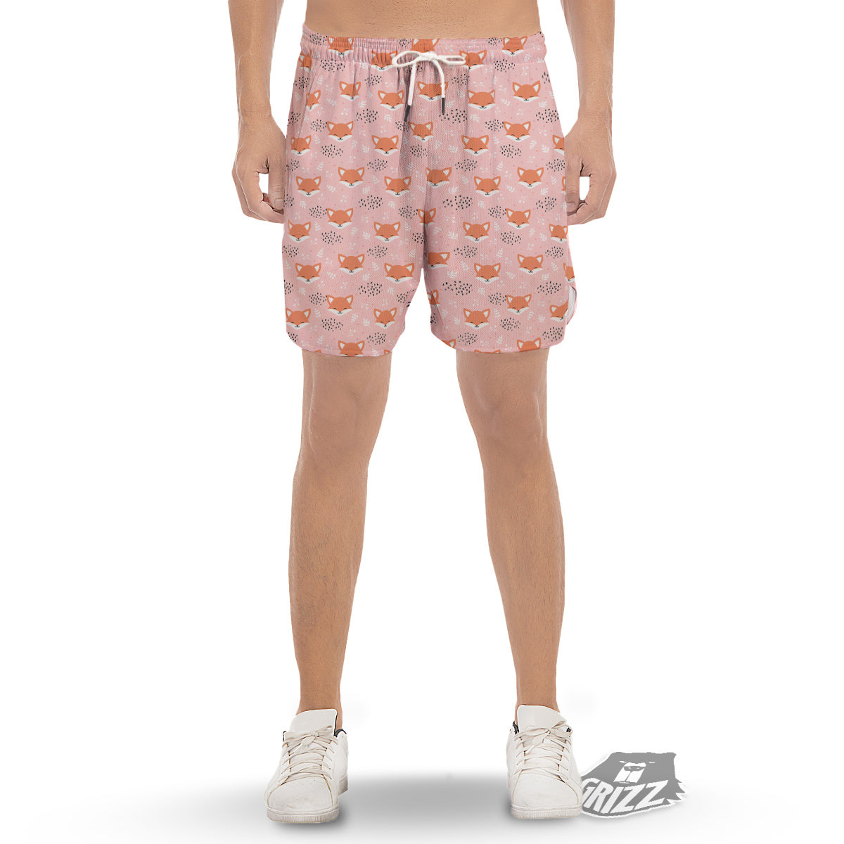 Fox Cute Print Pattern Men's Gym Shorts-grizzshop