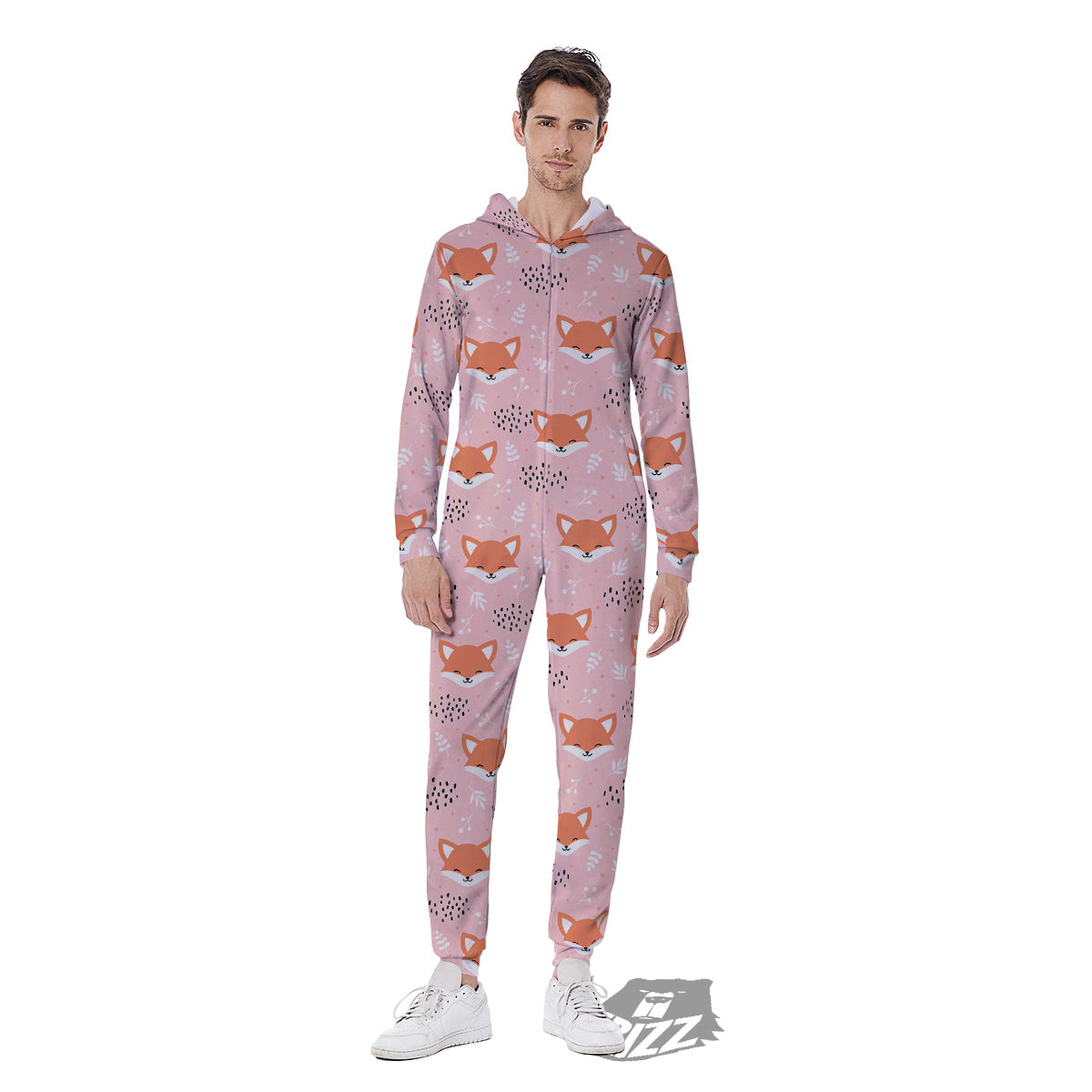 Fox Cute Print Pattern Men's Jumpsuit-grizzshop