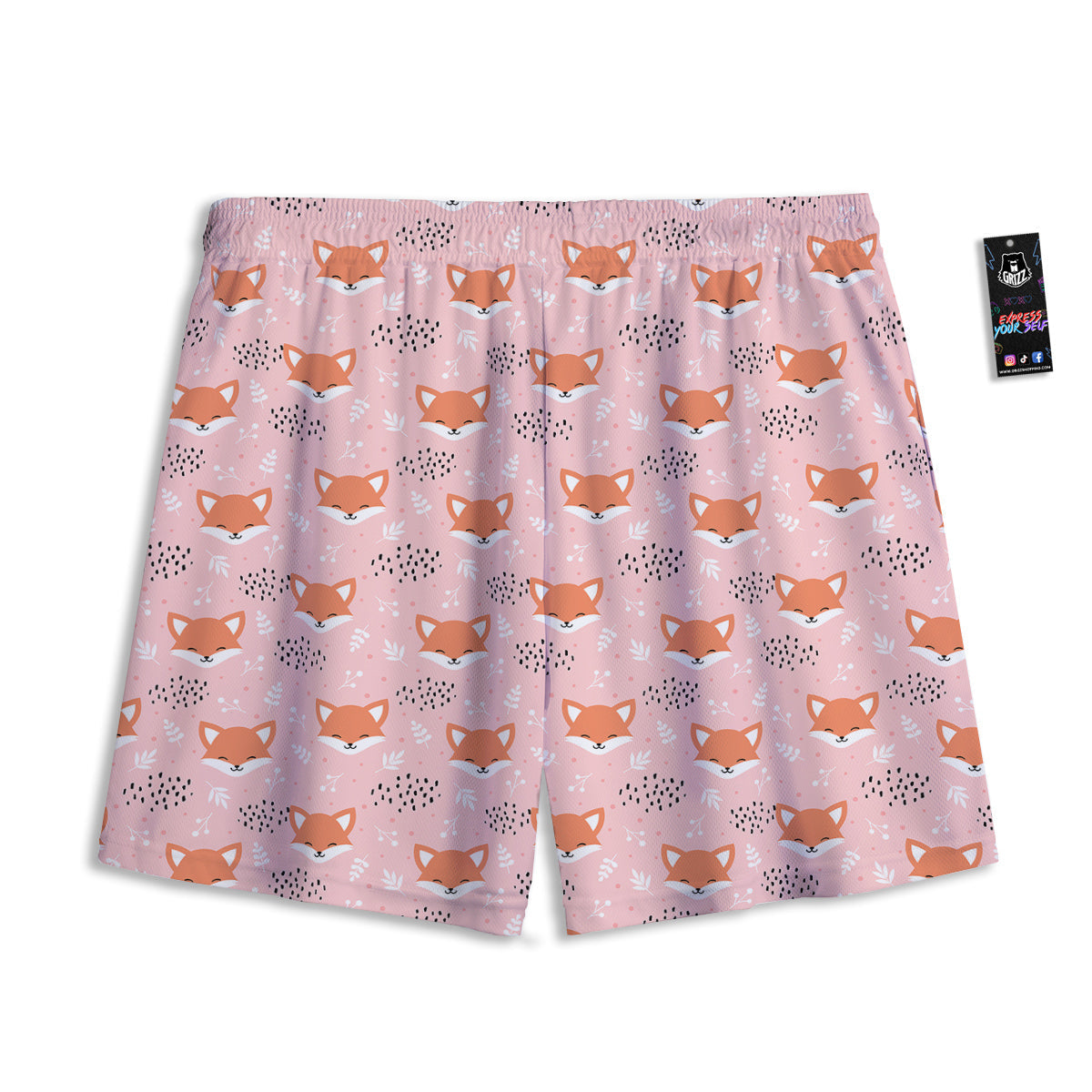 Fox Cute Print Pattern Mesh Shorts