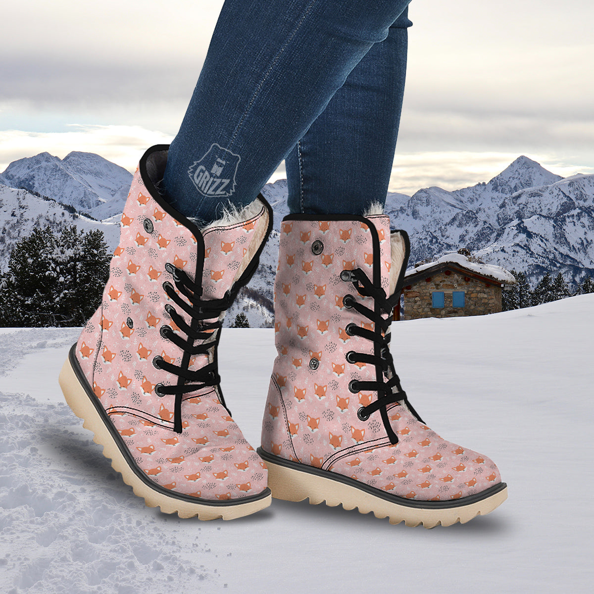 Fox Cute Print Pattern Snow Boots-grizzshop