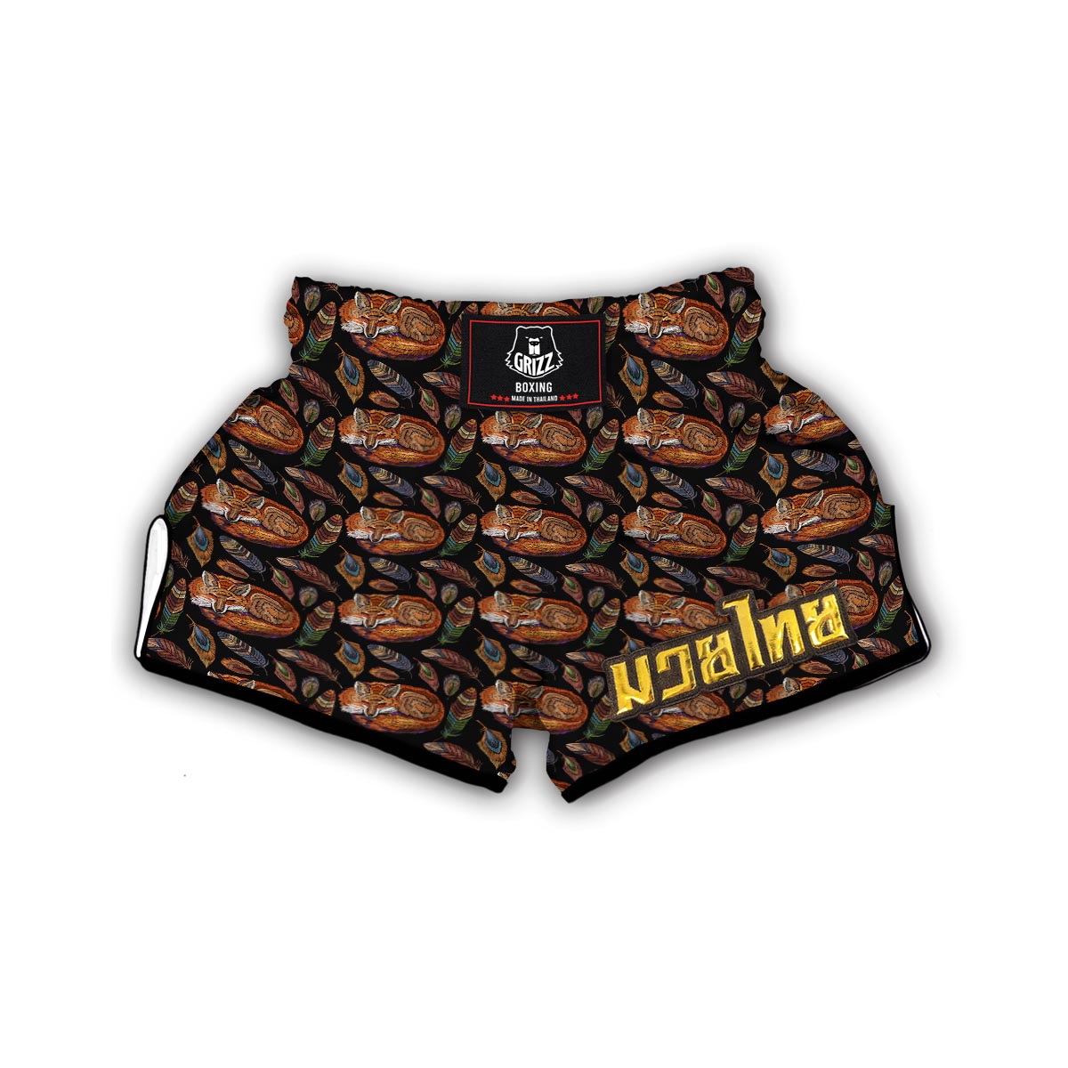 Fox Feather Pattern Print Muay Thai Boxing Shorts-grizzshop