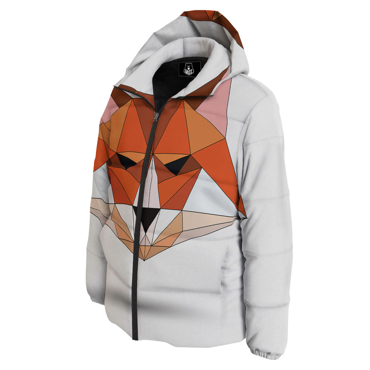 Fox Geometric Print Down Jacket-grizzshop