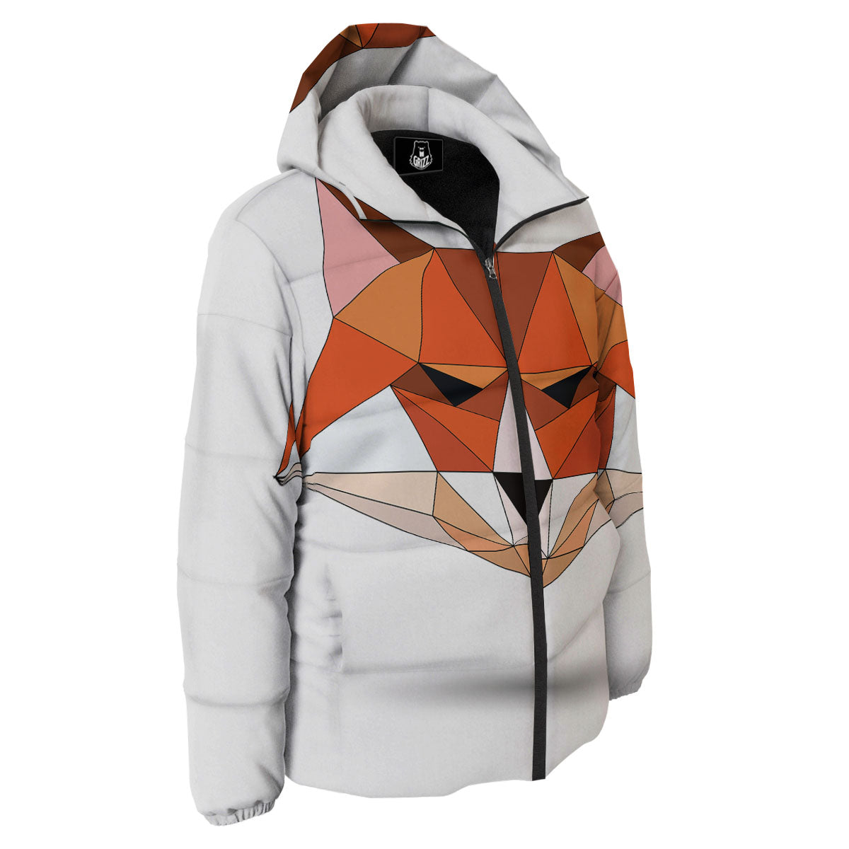 Fox Geometric Print Down Jacket-grizzshop