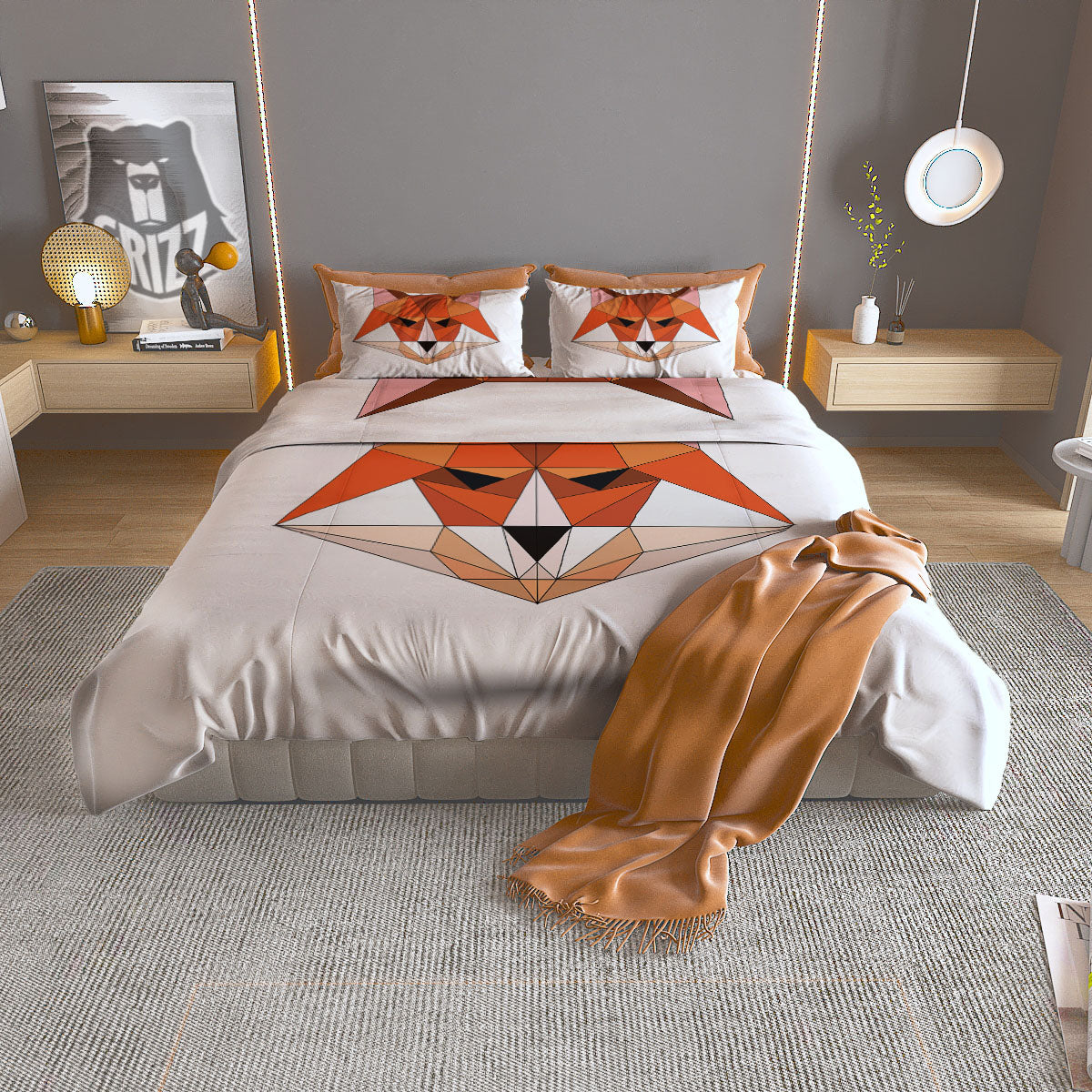 Fox Geometric Print Duvet Cover Bedding Set