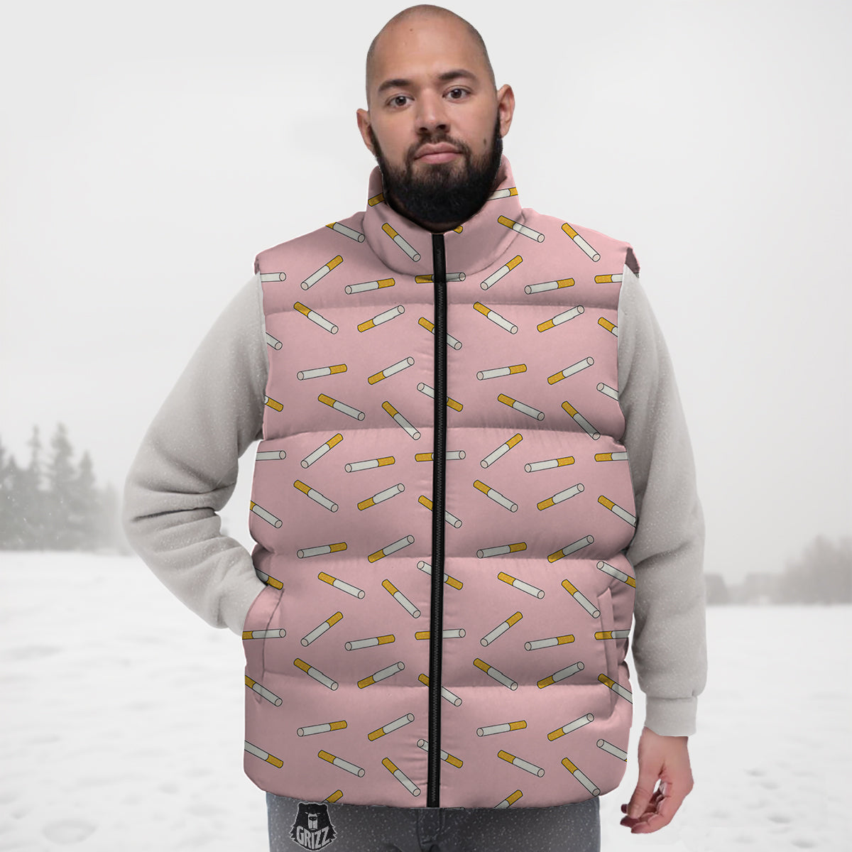 Fox Girl Flower Pattern Print Down Vest