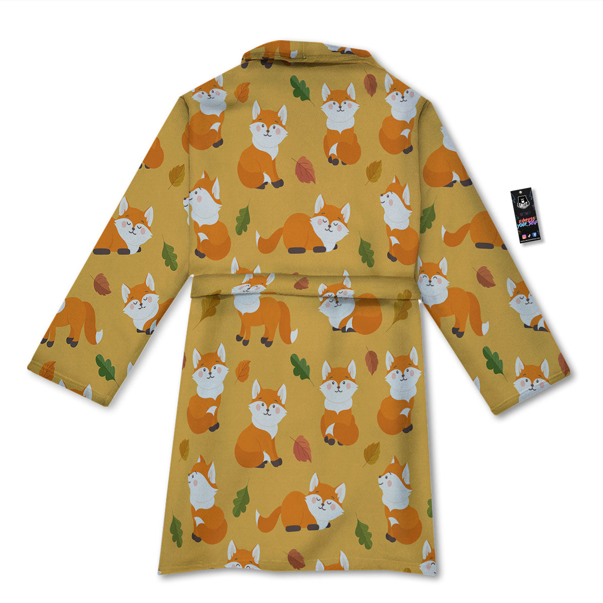 Fox Orange Print Pattern Bathrobe-grizzshop
