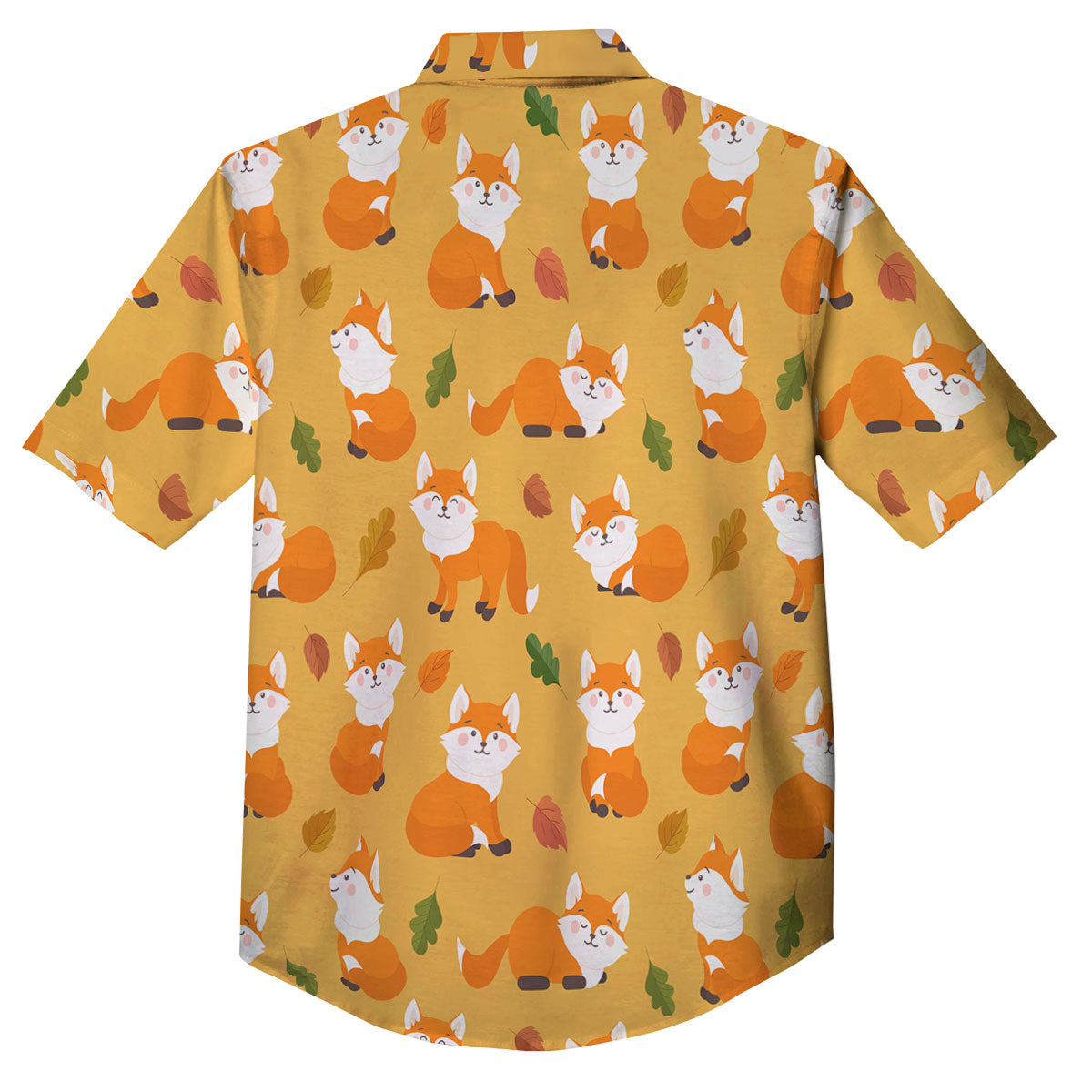 Fox Orange Print Pattern Button Up Shirt-grizzshop