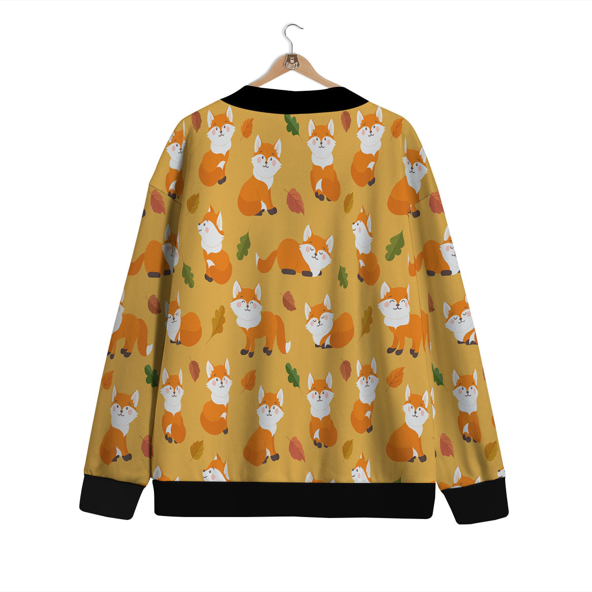 Fox Orange Print Pattern Cardigan-grizzshop