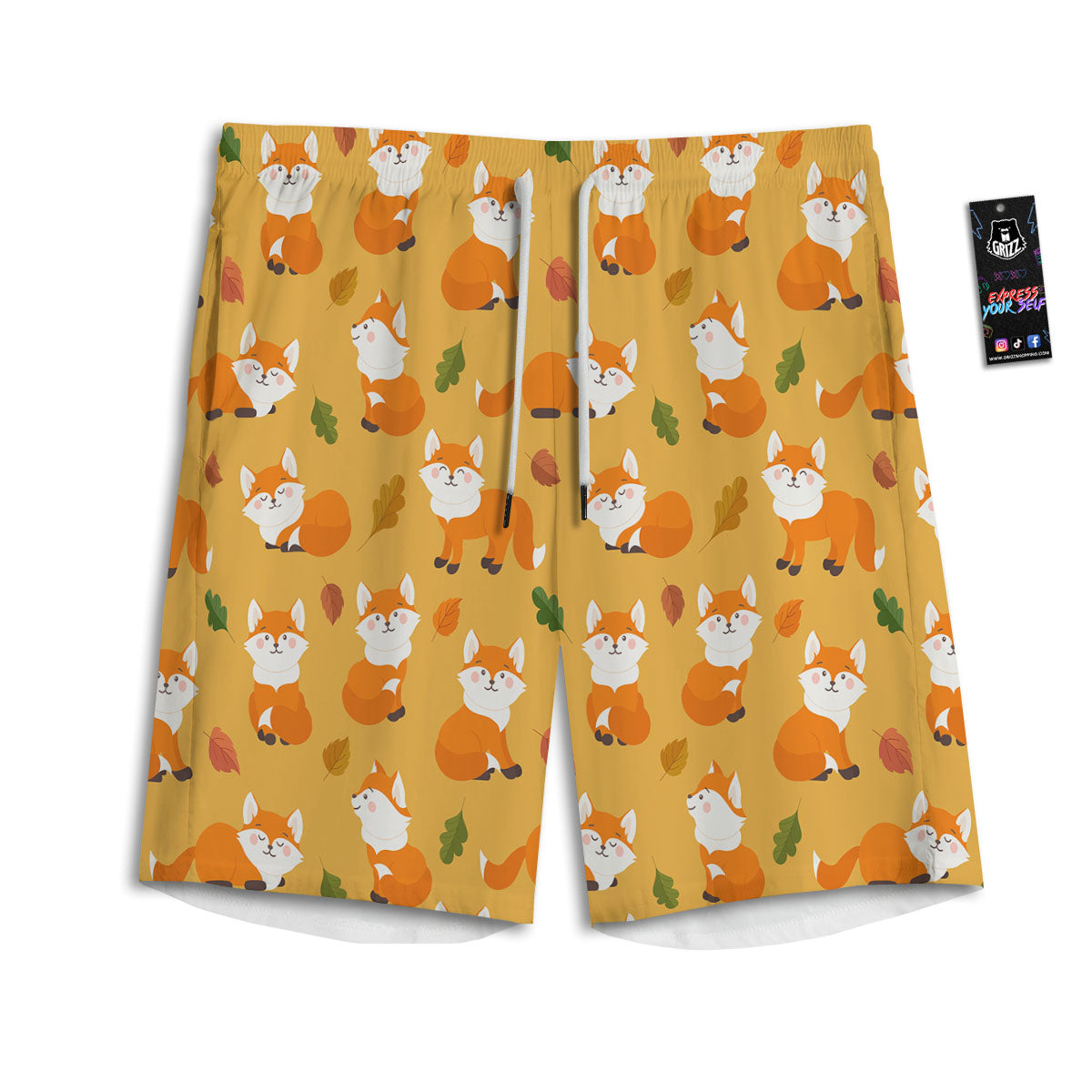 Fox Orange Print Pattern Men's Athletic Shorts
