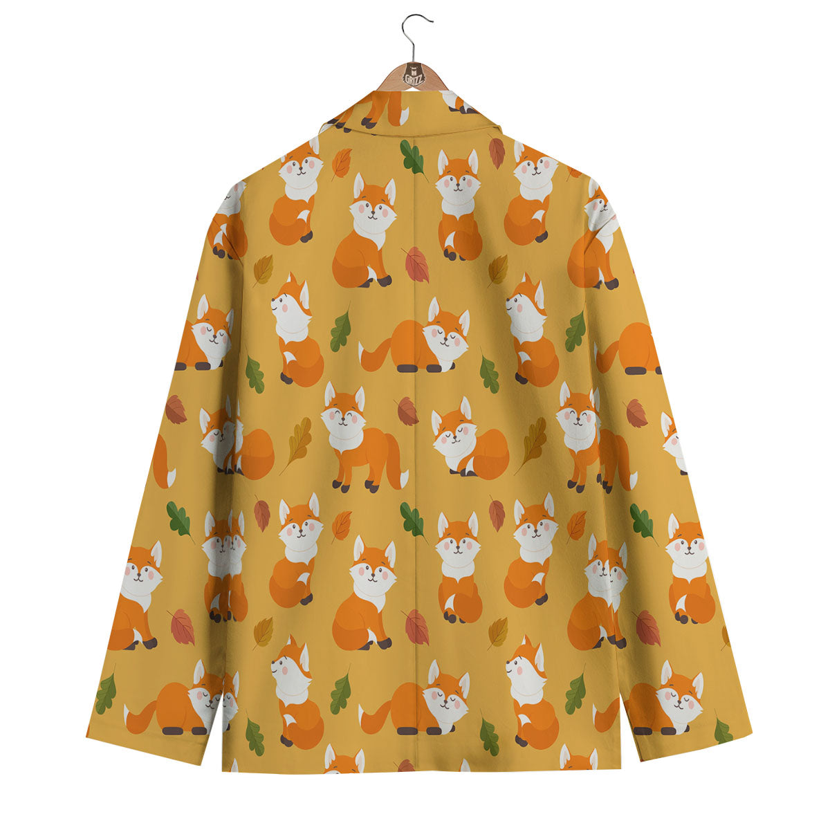 Fox Orange Print Pattern Men's Blazer-grizzshop