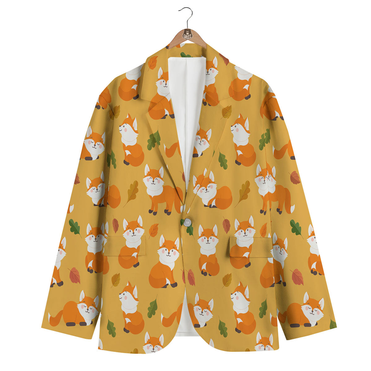 Fox Orange Print Pattern Men's Blazer-grizzshop