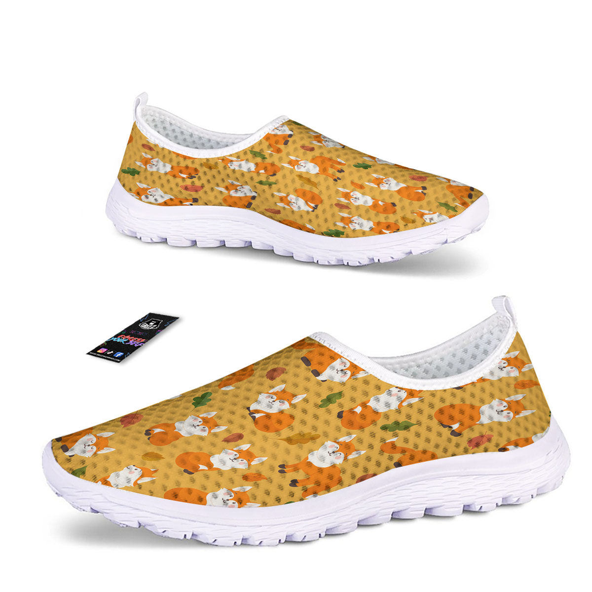 Fox Orange Print Pattern Nurse Shoes-grizzshop