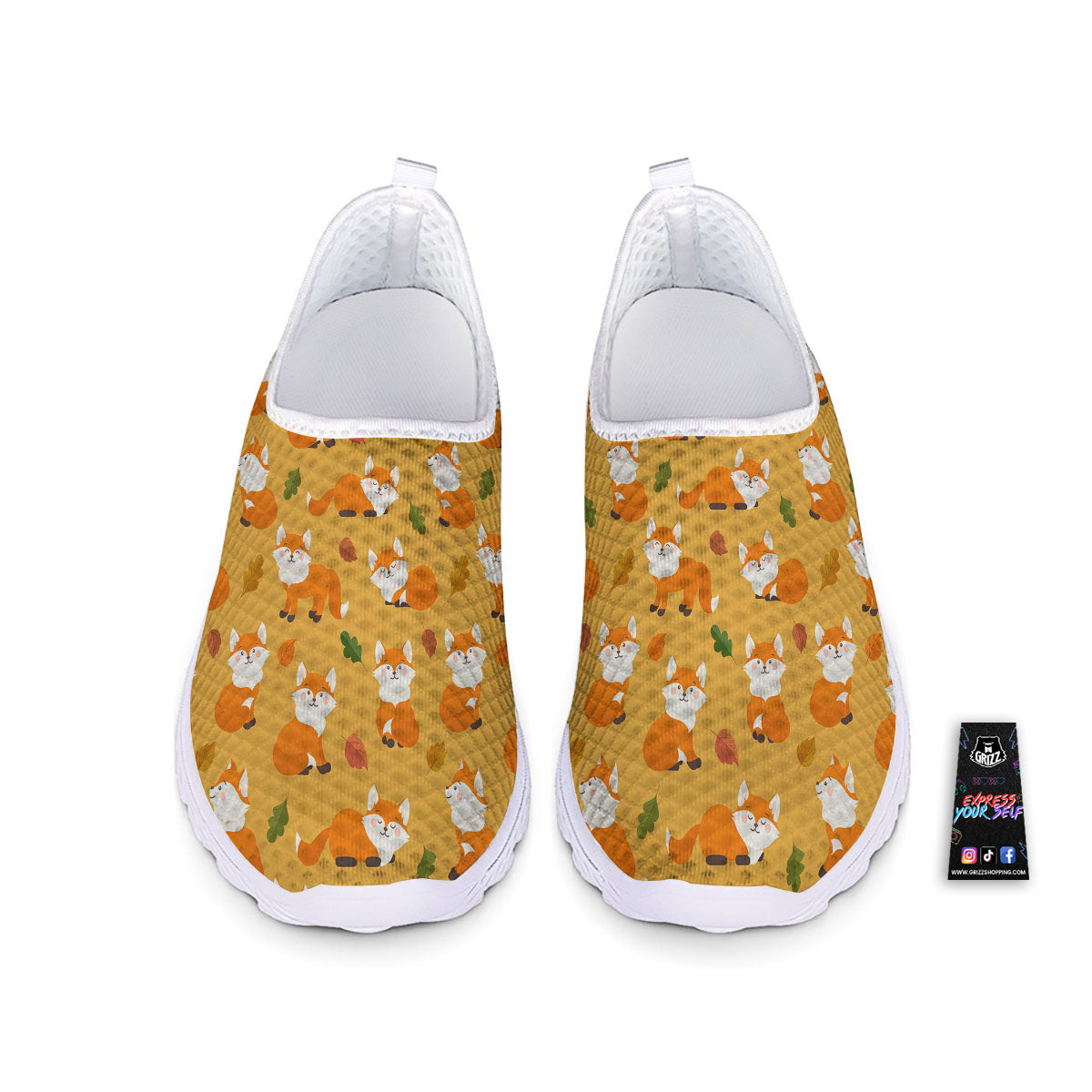 Fox Orange Print Pattern Nurse Shoes-grizzshop