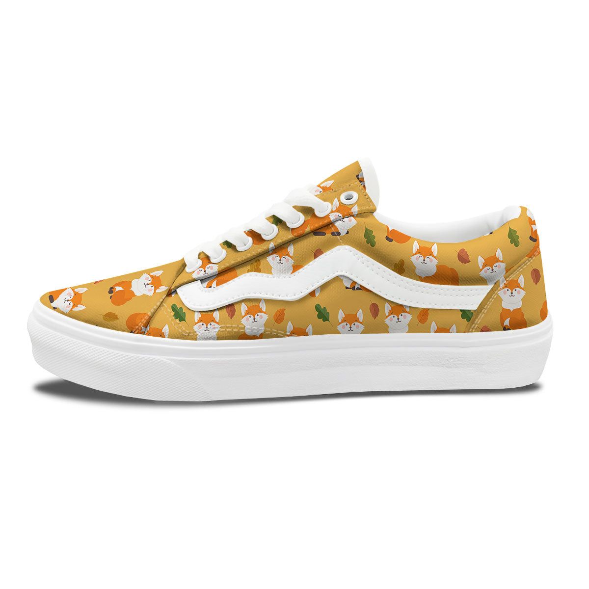 Fox Orange Print Pattern Skate Shoes-grizzshop
