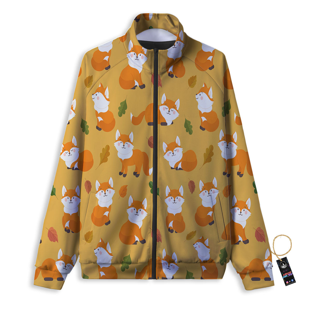 Fox Orange Print Pattern Track Jacket-grizzshop