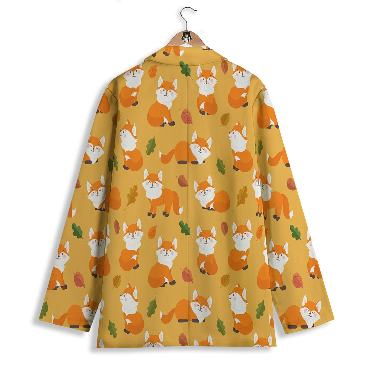 Fox Orange Print Pattern Women's Blazer-grizzshop