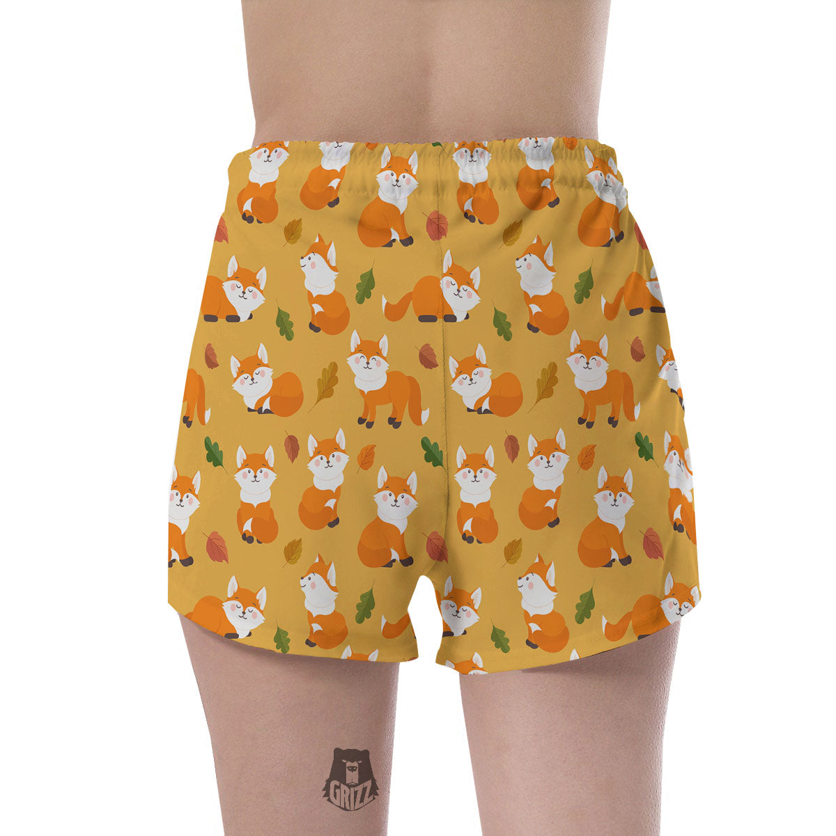 Fox Orange Print Pattern Women's Shorts-grizzshop