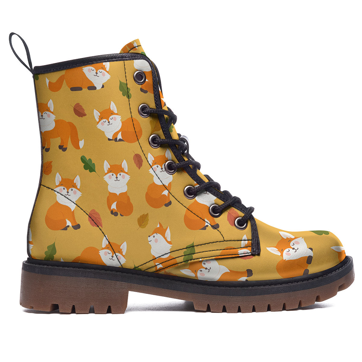 Fox Orange Print Pattern Work Boots-grizzshop