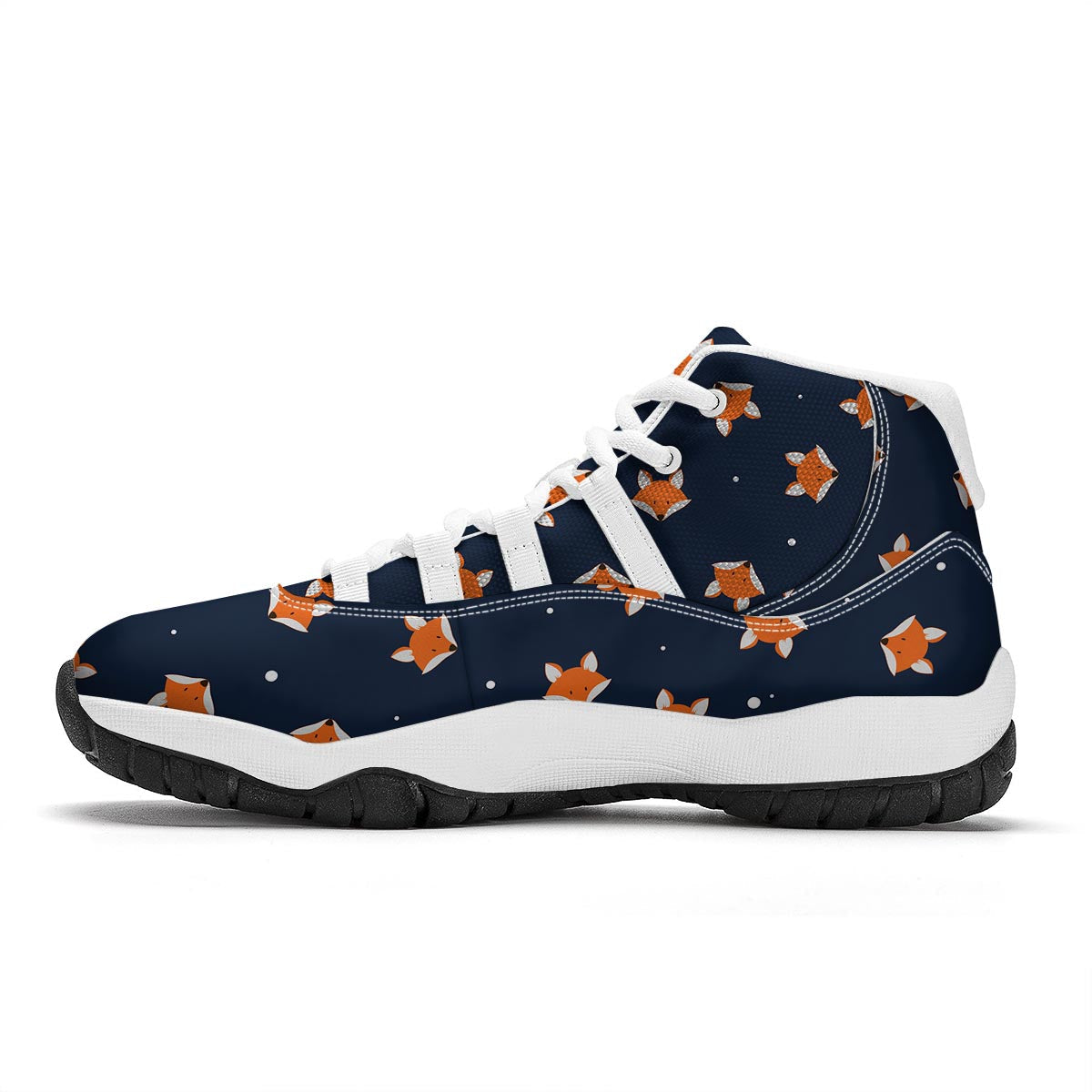 Fox Pattern Print White Bball Shoes-grizzshop