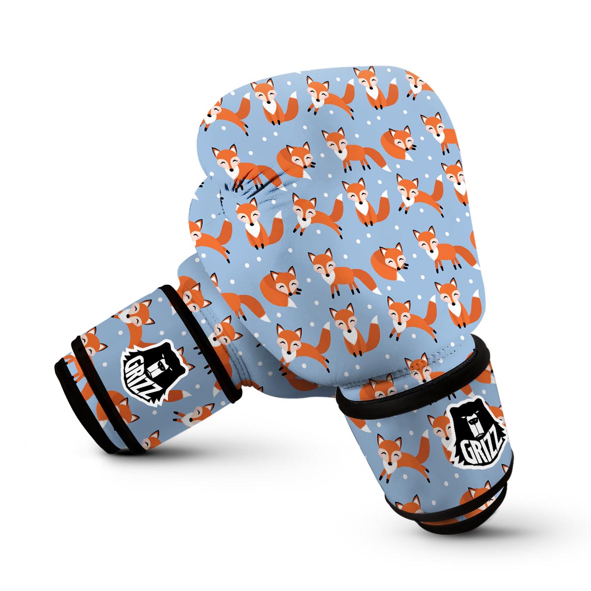Fox Snow Pattern Print Boxing Gloves-grizzshop