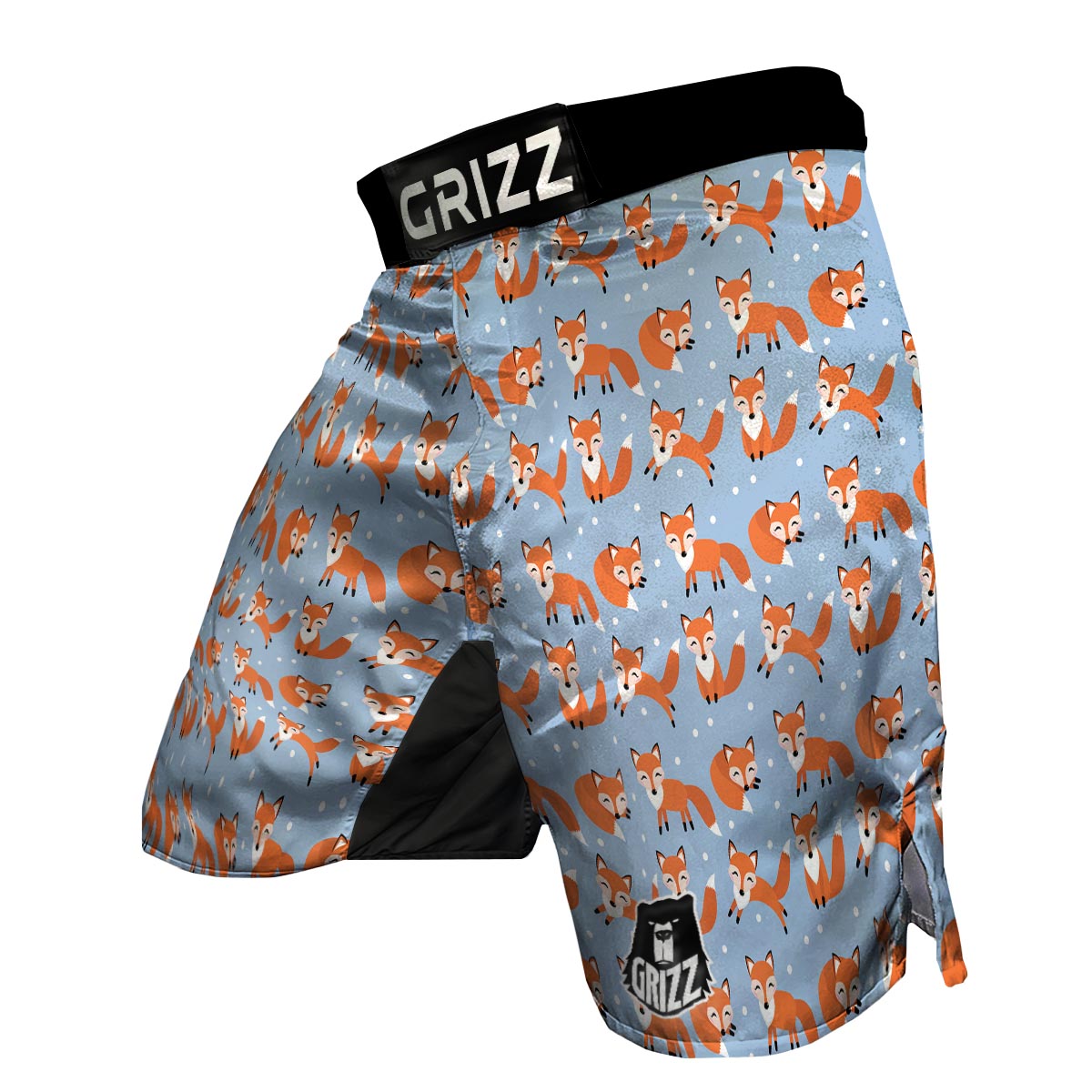 Fox Snow Pattern Print MMA Shorts-grizzshop