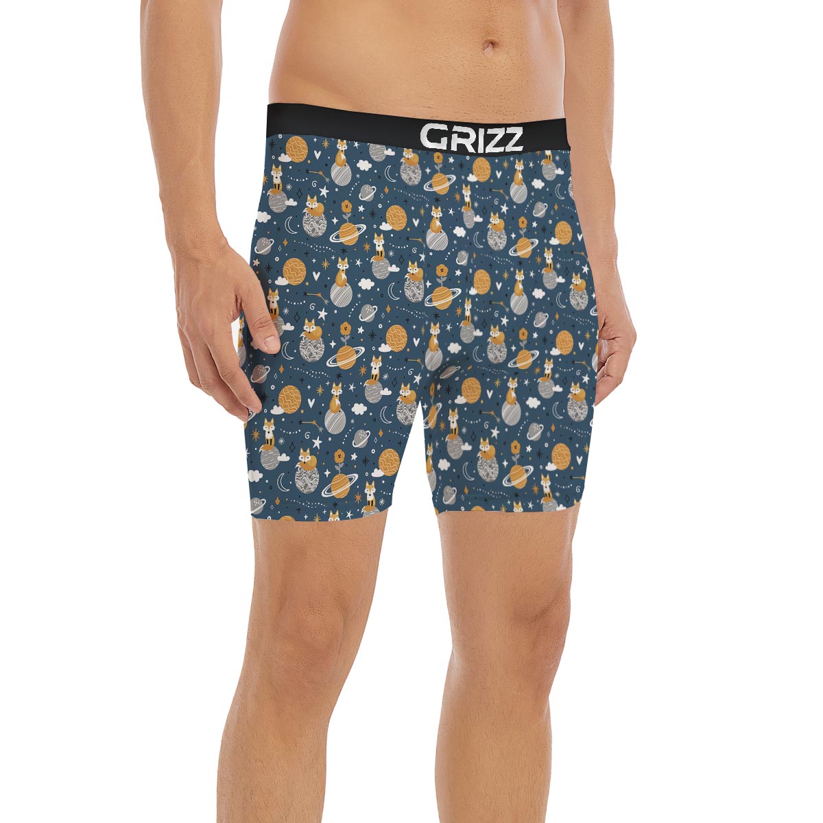 Fox Space Print Pattern Boxer Briefs-grizzshop
