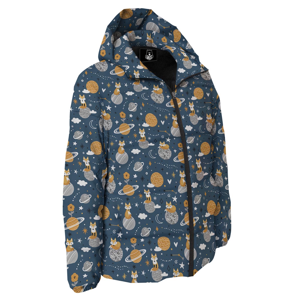 Fox Space Print Pattern Down Jacket-grizzshop