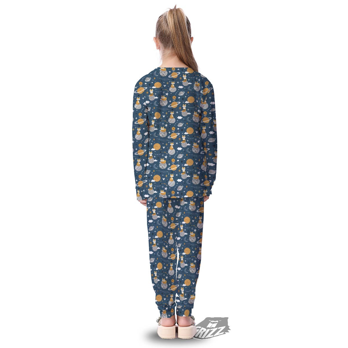 Fox Space Print Pattern Kid's Pajamas-grizzshop